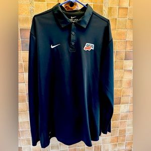 Official USA Hockey logo & Nike logo black long sleeve Dri-Fit shirt w/collar XL